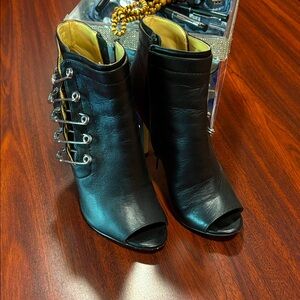 Katy Perry Collections Black Peep-Toe Ankle Booties